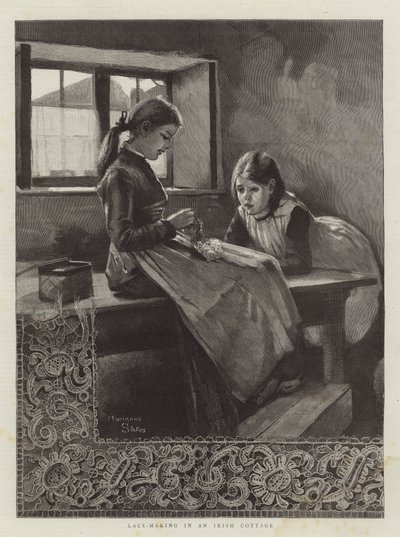 Lace-Making in an Irish Cottage by Marianne Stokes
